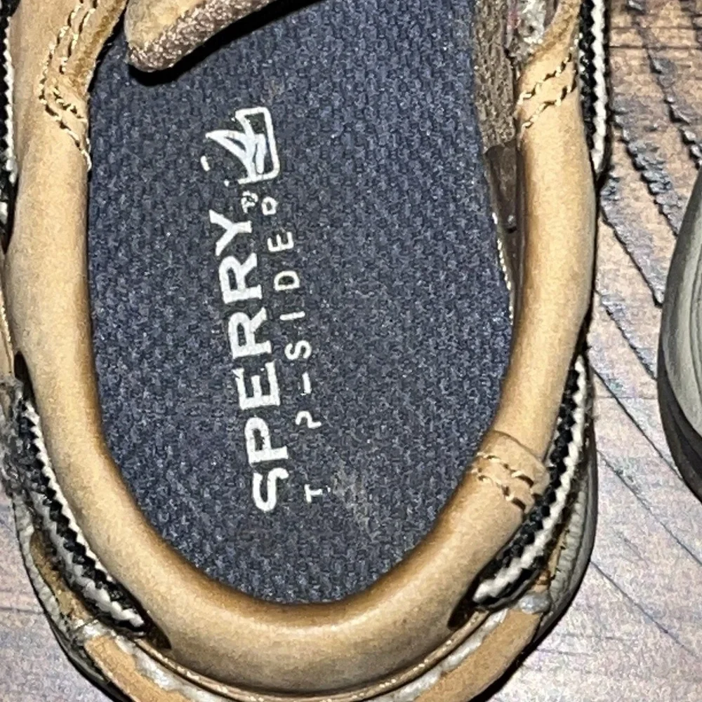 Sperry Top Sider Toddler Boys Boat Shoes‎ Sz 6 Tan Leather Loafers 6.5